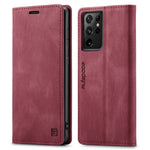 AUTSPACE A01 Series for Samsung Galaxy S21 Ultra 5G Leather Case Wallet RFID Blocking Cover