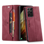 AUTSPACE A01 Series for Samsung Galaxy S21 Ultra 5G Leather Case Wallet RFID Blocking Cover