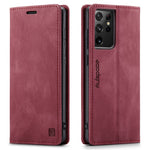AUTSPACE A01 Series for Samsung Galaxy S21 Ultra 5G Leather Case Wallet RFID Blocking Cover