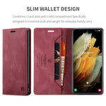 AUTSPACE A01 Series for Samsung Galaxy S21 Ultra 5G Leather Case Wallet RFID Blocking Cover