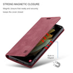 AUTSPACE A01 Series for Samsung Galaxy S21 Ultra 5G Leather Case Wallet RFID Blocking Cover