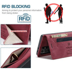 AUTSPACE A01 Series for Samsung Galaxy S21 Ultra 5G Leather Case Wallet RFID Blocking Cover
