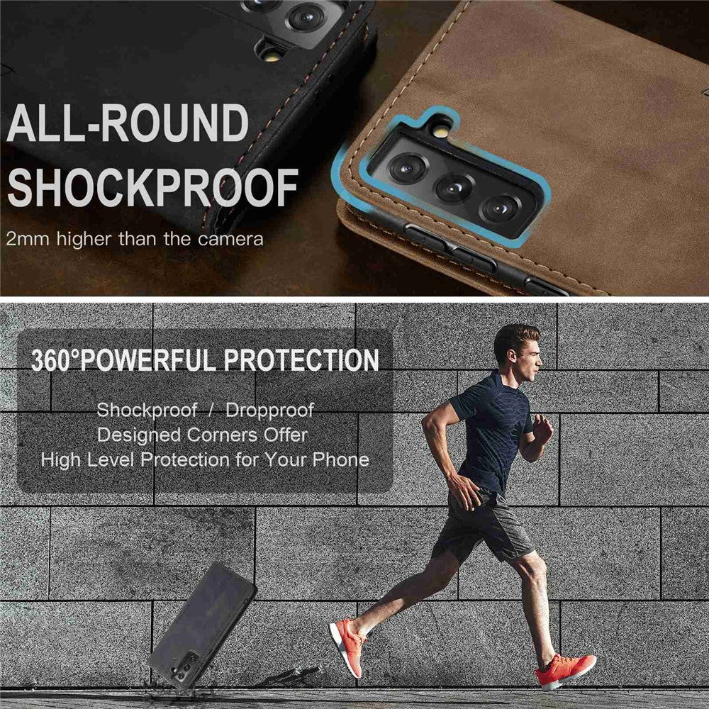 CASEME 013 Series Magnetic Closure Leather Wallet Stand Shell for Samsung Galaxy S21 4G/5G