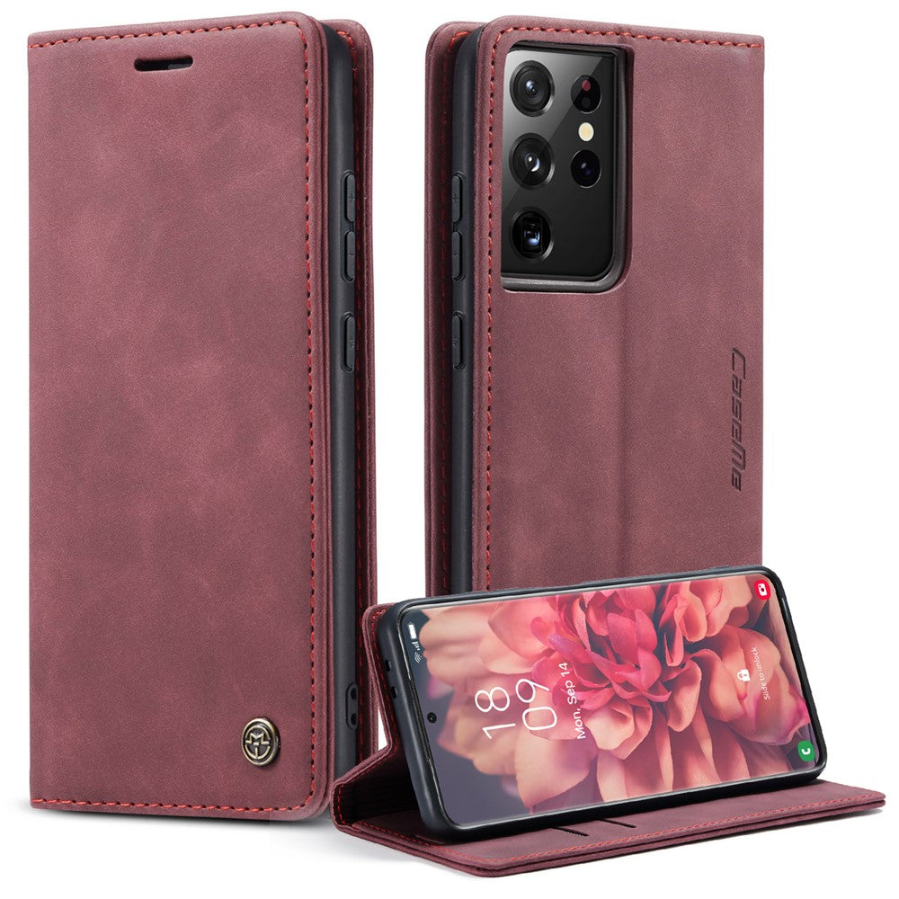 CASEME 013 Series Magnetic Clasp Stand Wallet Leather Shell for Samsung Galaxy S21 Ultra 5G