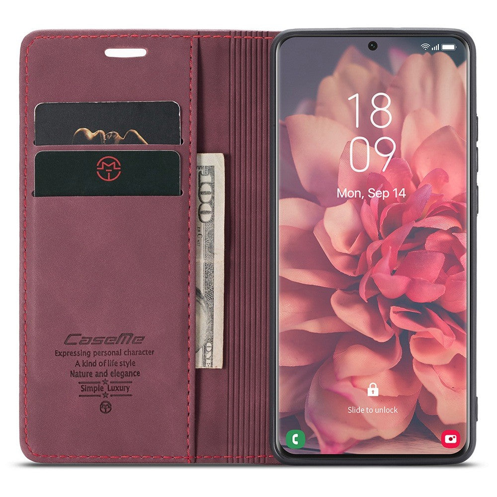 CASEME 013 Series Magnetic Clasp Stand Wallet Leather Shell for Samsung Galaxy S21 Ultra 5G
