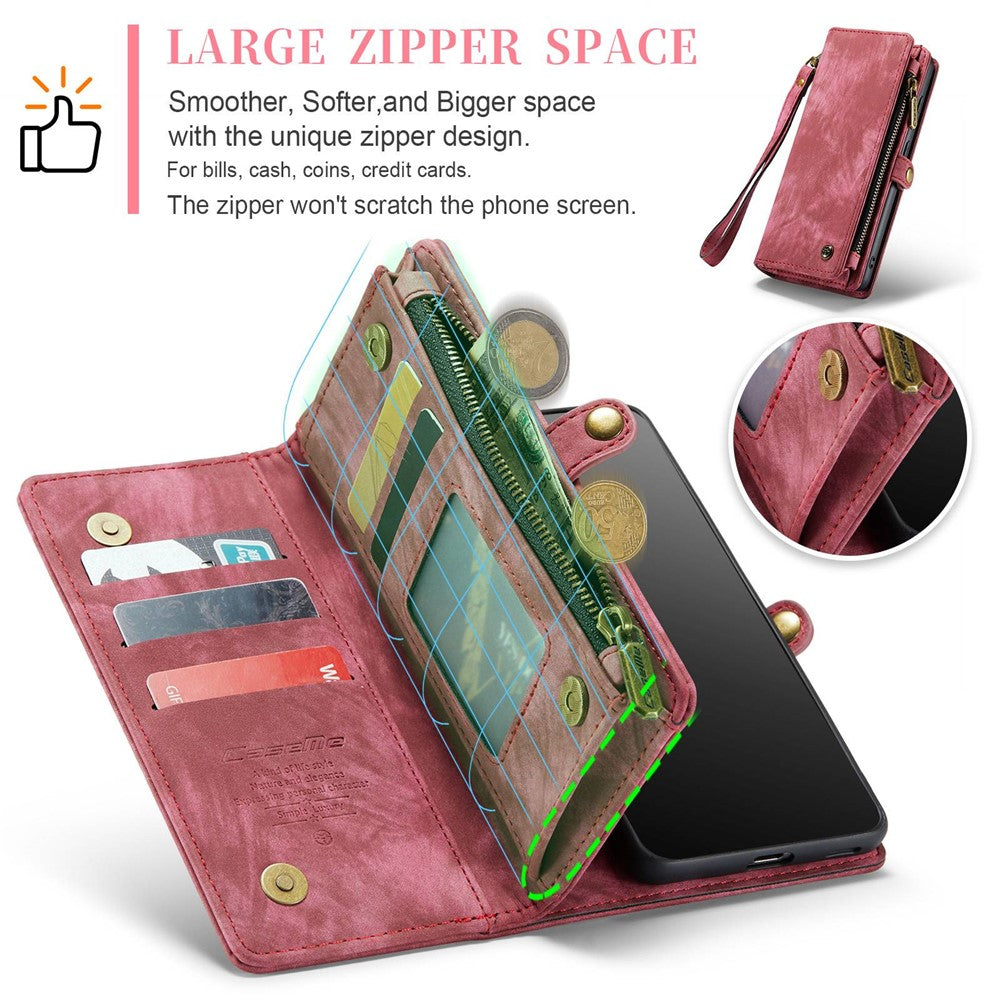 CASEME 008 Series for Samsung Galaxy S21 4G / 5G Detachable Design Magnetic TPU+PU Leather Shell Phone Case Wallet Anti-scratch Phone Cover