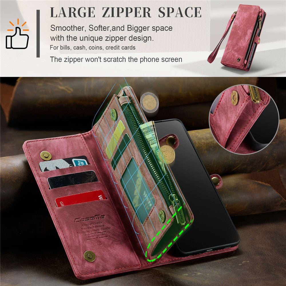 CASEME 008-serien til Samsung Galaxy S21 4G / 5G, aftageligt design, magnetisk TPU+PU-lædercover, tegnebog, ridsefast mobilcover