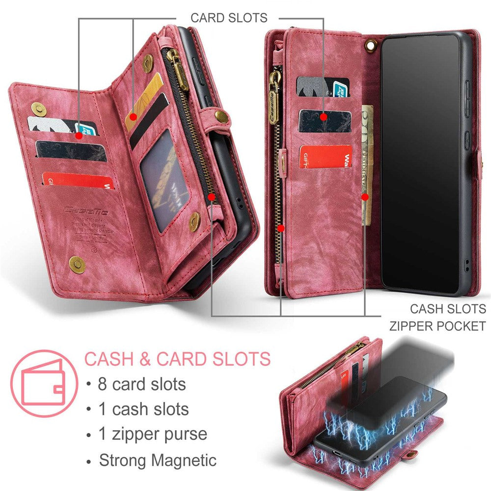 CASEME 008-serien til Samsung Galaxy S21 4G / 5G, aftageligt design, magnetisk TPU+PU-lædercover, tegnebog, ridsefast mobilcover