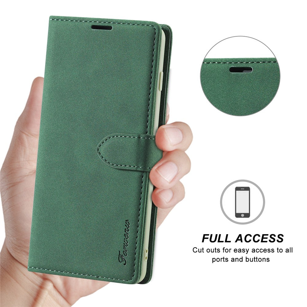 FORWENW F1-serien Fuld beskyttelse Læderpung Stativ Cover Etui til Samsung Galaxy S21 Plus 5G
