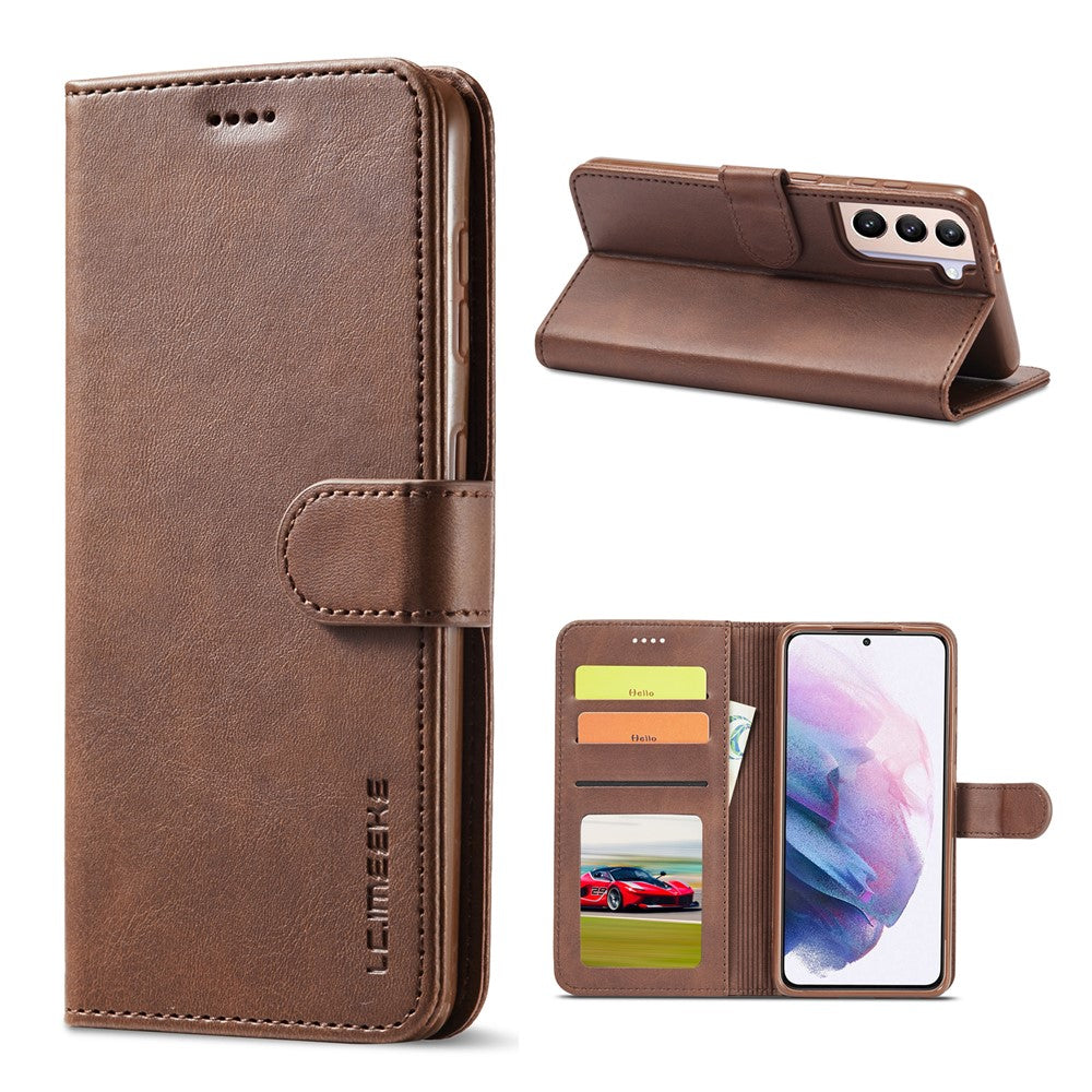 LC.IMEEKE for Samsung Galaxy S21+ 5G Foldable Stand Cover Leather Wallet All-Around Full Protection Case
