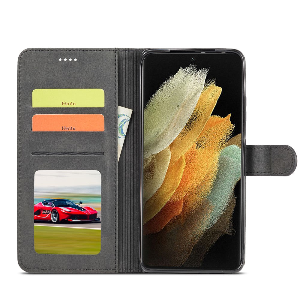 LC.IMEEKE för Samsung Galaxy S21 Ultra 5G justerbart stativ skyddande läderfodral med plånboksdesign