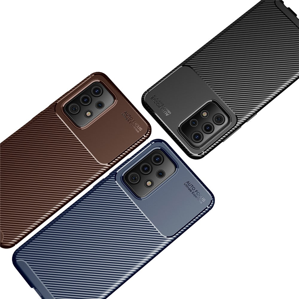 For Samsung Galaxy A52 4G/5G / A52s 5G Drop Resistant Carbon Fiber Texture Surface TPU Mobile Phone Case