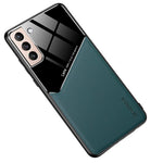 Exakt utskuret läderbelagt hybridskal [inbyggt magnetiskt metallark] för Samsung Galaxy S21 Plus 5G