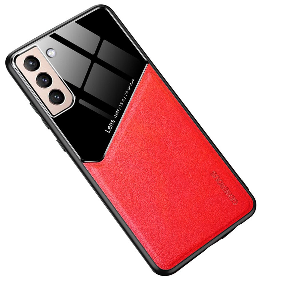 Exakt utskuret läderbelagt hybridskal [inbyggt magnetiskt metallark] för Samsung Galaxy S21 Plus 5G