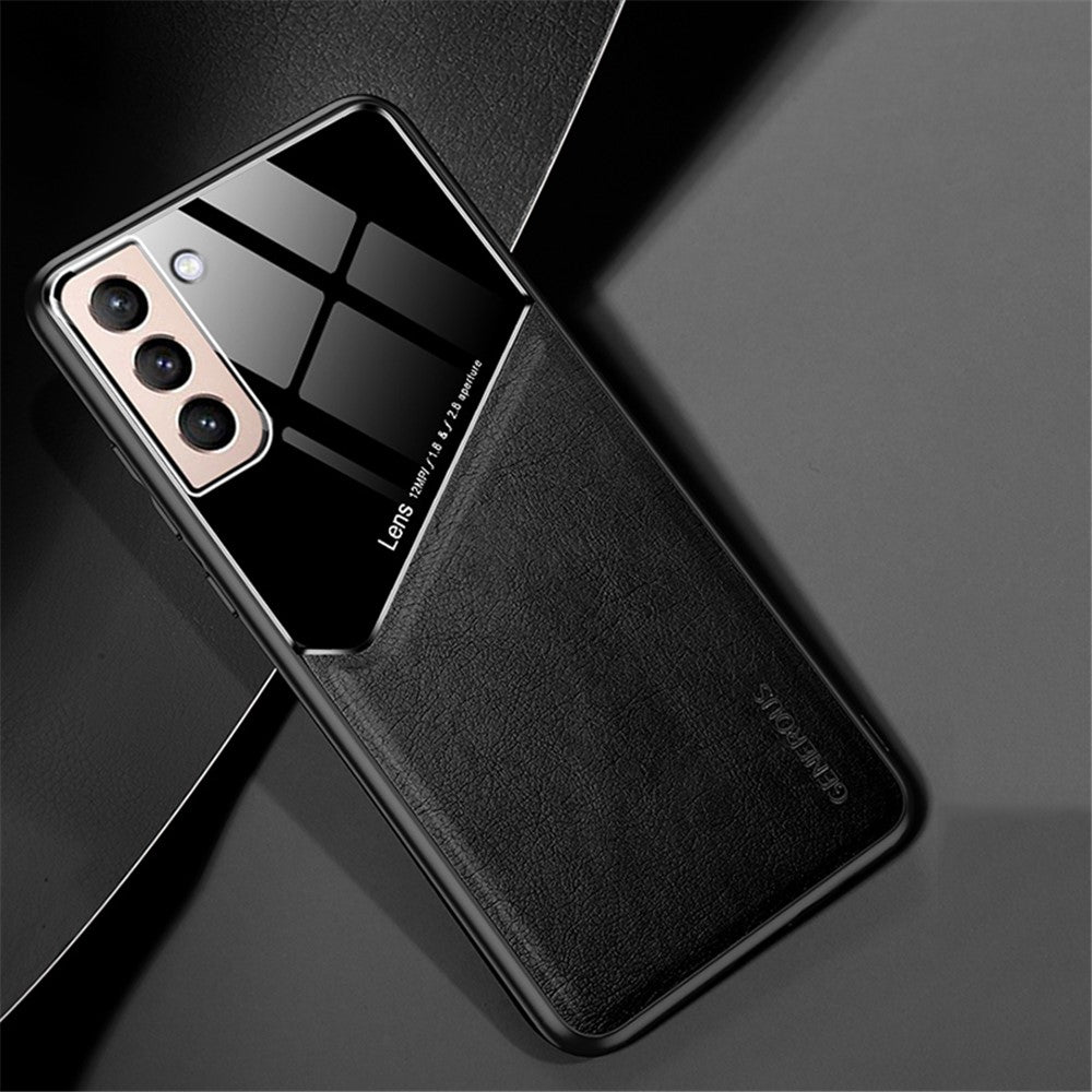 Exakt utskuret läderbelagt hybridskal [inbyggt magnetiskt metallark] för Samsung Galaxy S21 Plus 5G