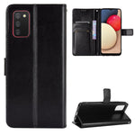 Full Protection Crazy Horse Texture Leather Wallet Stand Shell for Samsung Galaxy A02s (164.2mm)