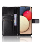 Full Protection Crazy Horse Texture Leather Wallet Stand Shell for Samsung Galaxy A02s (164.2mm)