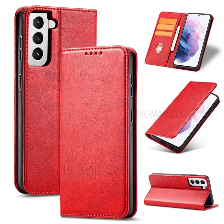 Auto-absorbed Leather Wallet Stand Cell Phone Protective Case for Samsung Galaxy S21+ 5G