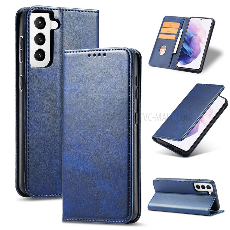 Auto-absorbed Leather Wallet Stand Cell Phone Protective Case for Samsung Galaxy S21+ 5G