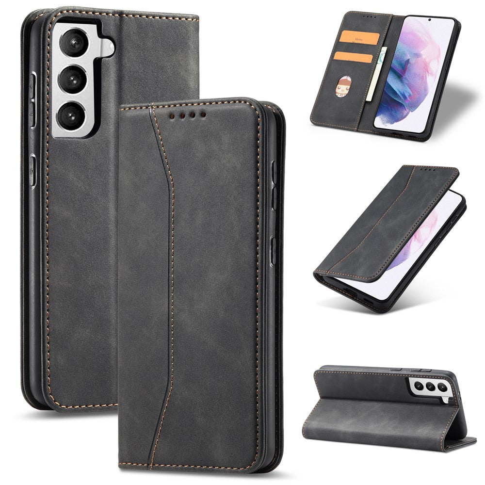 TPU + PU Leather Wallet Auto-absorbed Cover for Samsung Galaxy S21 5G