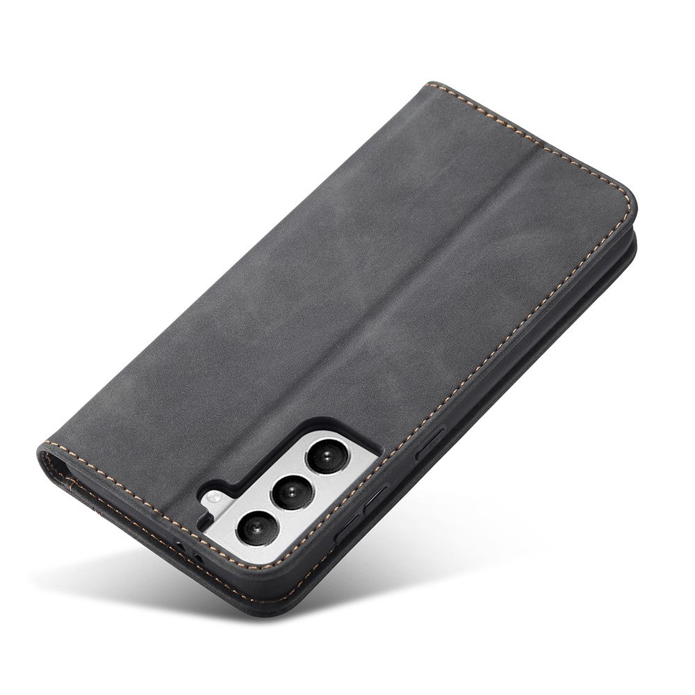 TPU + PU Leather Wallet Auto-absorbed Cover for Samsung Galaxy S21 5G