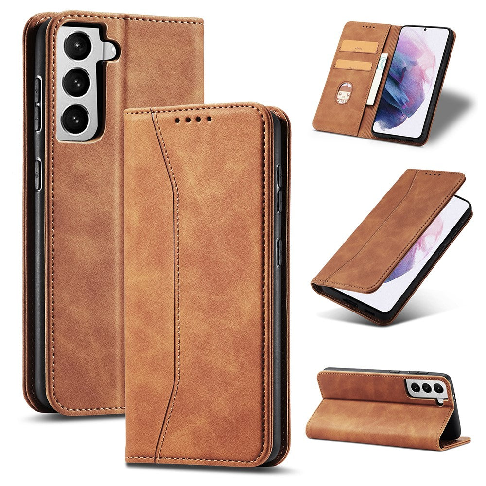 TPU + PU Leather Wallet Auto-absorbed Cover for Samsung Galaxy S21 5G