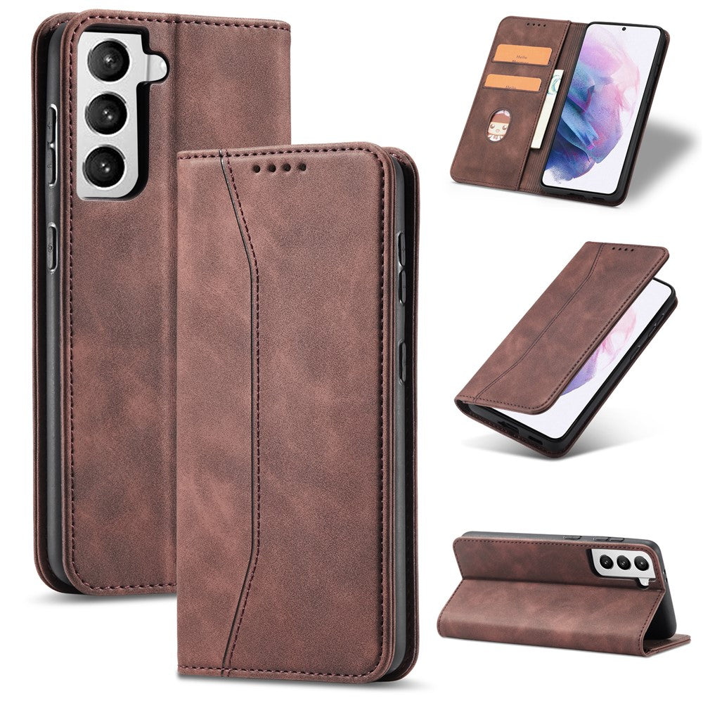 TPU + PU Leather Wallet Auto-absorbed Cover for Samsung Galaxy S21 5G