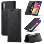 AUTSPACE A01 Series RFID Blokerende Retro Mat Læder Etui Pung til Samsung Galaxy A70