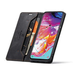 AUTSPACE A01 Series RFID Blokerende Retro Mat Læder Etui Pung til Samsung Galaxy A70