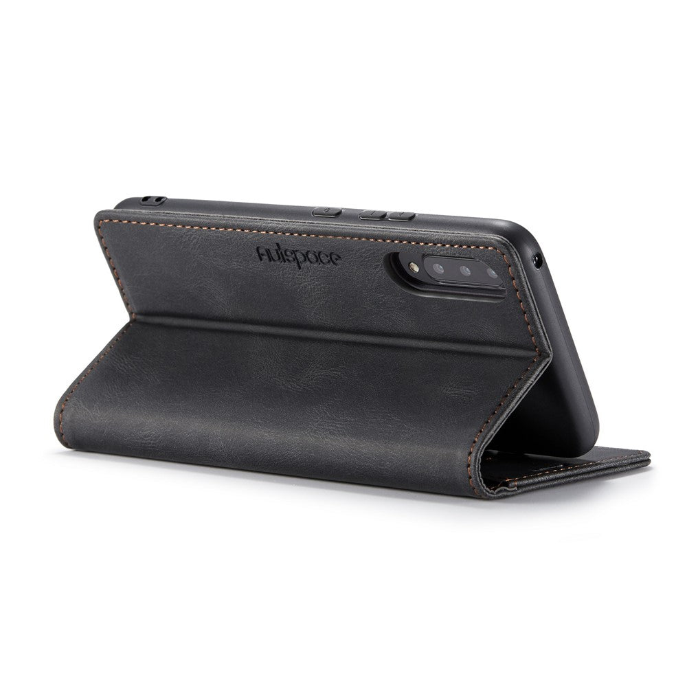 AUTSPACE A01 Series RFID Blokerende Retro Mat Læder Etui Pung til Samsung Galaxy A70