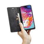 AUTSPACE A01 Series RFID Blokerende Retro Mat Læder Etui Pung til Samsung Galaxy A70