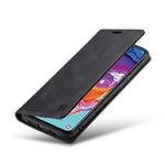 AUTSPACE A01 Series RFID Blokerende Retro Mat Læder Etui Pung til Samsung Galaxy A70
