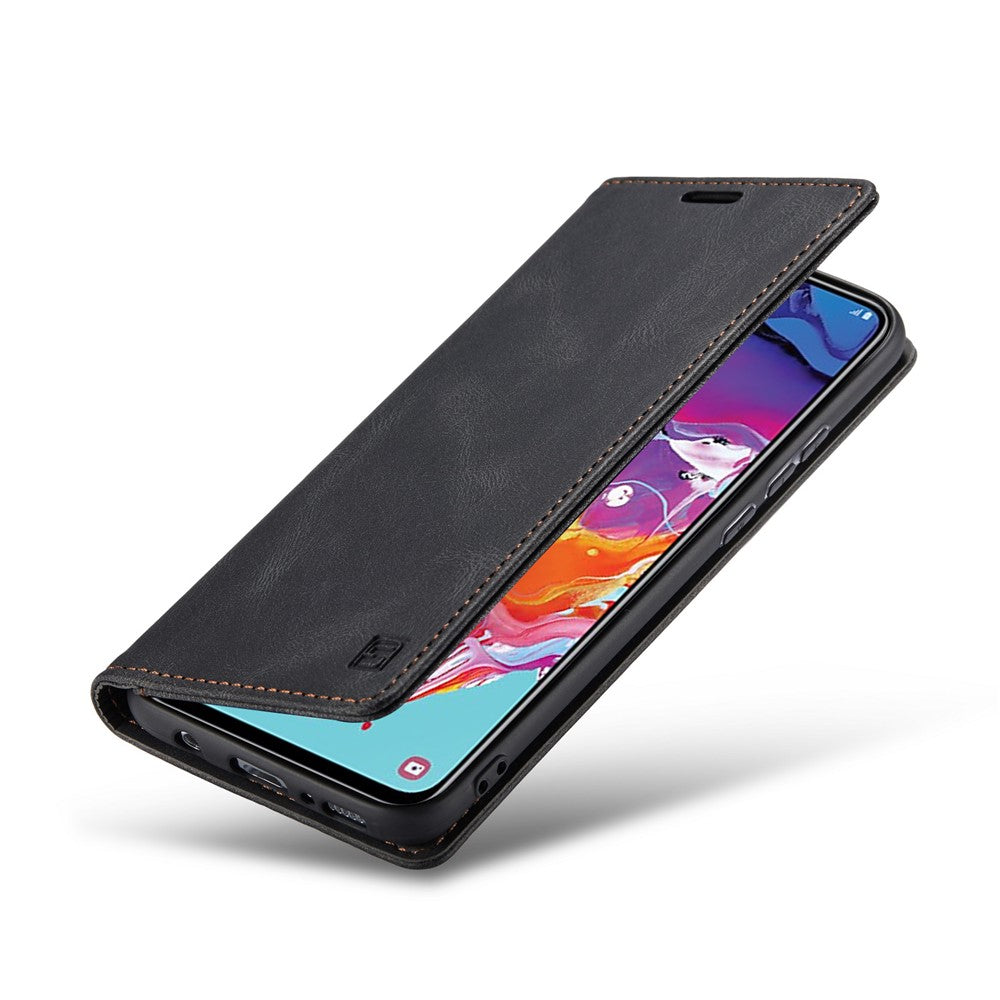 AUTSPACE A01 Series RFID Blokerende Retro Mat Læder Etui Pung til Samsung Galaxy A70
