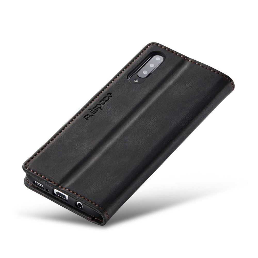 AUTSPACE A01 Series RFID Blokerende Retro Mat Læder Etui Pung til Samsung Galaxy A70