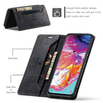 AUTSPACE A01 Series RFID Blokerende Retro Mat Læder Etui Pung til Samsung Galaxy A70