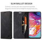 AUTSPACE A01 Series RFID Blokerende Retro Mat Læder Etui Pung til Samsung Galaxy A70