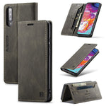 AUTSPACE A01-serien RFID-blockerande retro matt läderfodral plånbok för Samsung Galaxy A70