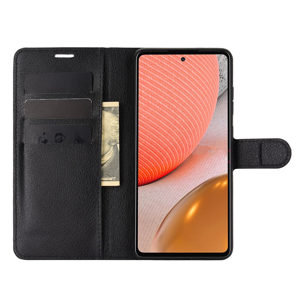 Wallet Stand Design Litchi Tekstur Læder Telefoncover til Samsung Galaxy A72 4G / 5G