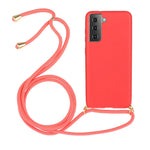 For Samsung Galaxy S21 4G / 5G Wheat Straw Soft TPU Drop Protection Cover with Multi-function Strap