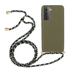 For Samsung Galaxy S21 4G / 5G Wheat Straw Soft TPU Drop Protection Cover with Multi-function Strap
