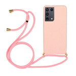 For Samsung Galaxy S21 Ultra 5G Back Case Wheat Straw + TPU Shockproof Phone Cover with Adjustable Lanyard