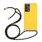 For Samsung Galaxy S21 Ultra 5G Back Case Wheat Straw + TPU Shockproof Phone Cover with Adjustable Lanyard