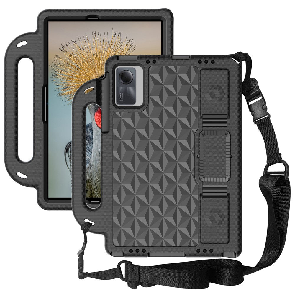 Rhombus Design EVA Case + Shoulder Strap for Samsung Galaxy Tab S9 FE / S9 / S8 / S7 / A11+ / A9+ / Xiaomi Pad 6 / Redmi Pad 2 11 / Lenovo Tab M11