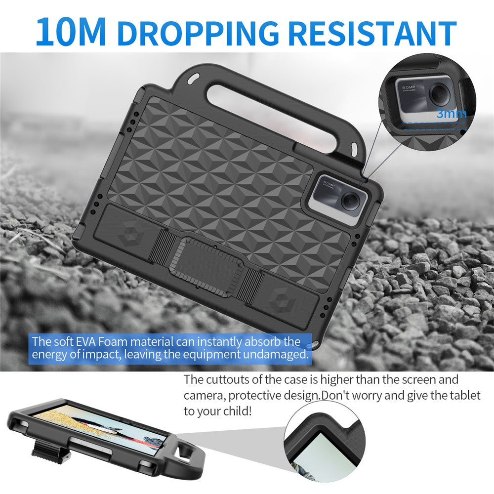 Rhombus Design EVA Case + Shoulder Strap for Samsung Galaxy Tab S9 FE / S9 / S8 / S7 / A11+ / A9+ / Xiaomi Pad 6 / Redmi Pad 2 11 / Lenovo Tab M11