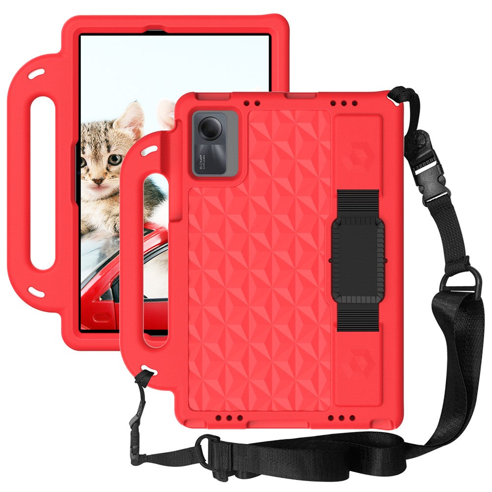 Rhombus Design EVA Case + Shoulder Strap for Samsung Galaxy Tab S9 FE / S9 / S8 / S7 / A11+ / A9+ / Xiaomi Pad 6 / Redmi Pad 2 11 / Lenovo Tab M11