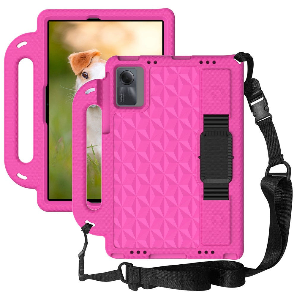 Rhombus Design EVA Case + Shoulder Strap for Samsung Galaxy Tab S9 FE / S9 / S8 / S7 / A11+ / A9+ / Xiaomi Pad 6 / Redmi Pad 2 11 / Lenovo Tab M11