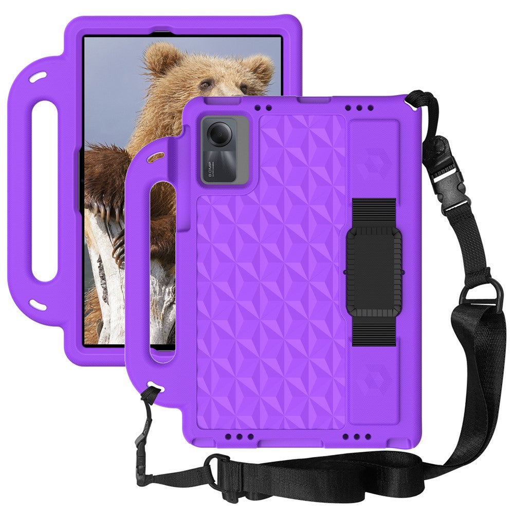 Rhombus Design EVA Case + Shoulder Strap for Samsung Galaxy Tab S9 FE / S9 / S8 / S7 / A11+ / A9+ / Xiaomi Pad 6 / Redmi Pad 2 11 / Lenovo Tab M11