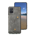 PU-läderbelagt TPU-skal med stöd och korthållare [inbyggt magnetiskt ark för fordon] för Samsung Galaxy A52 4G/5G / A52s 5G
