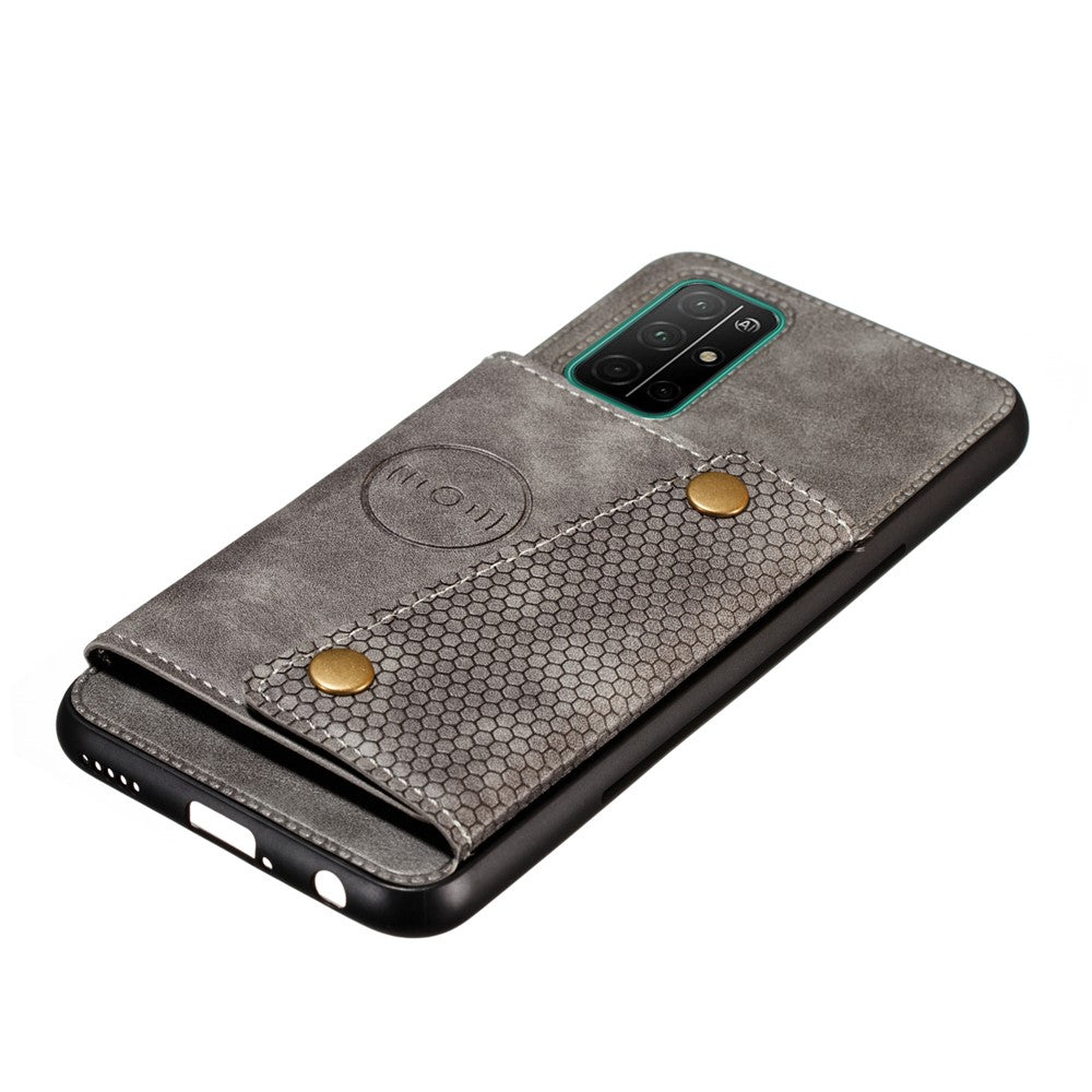 PU-läderbelagt TPU-skal med stöd och korthållare [inbyggt magnetiskt ark för fordon] för Samsung Galaxy A52 4G/5G / A52s 5G