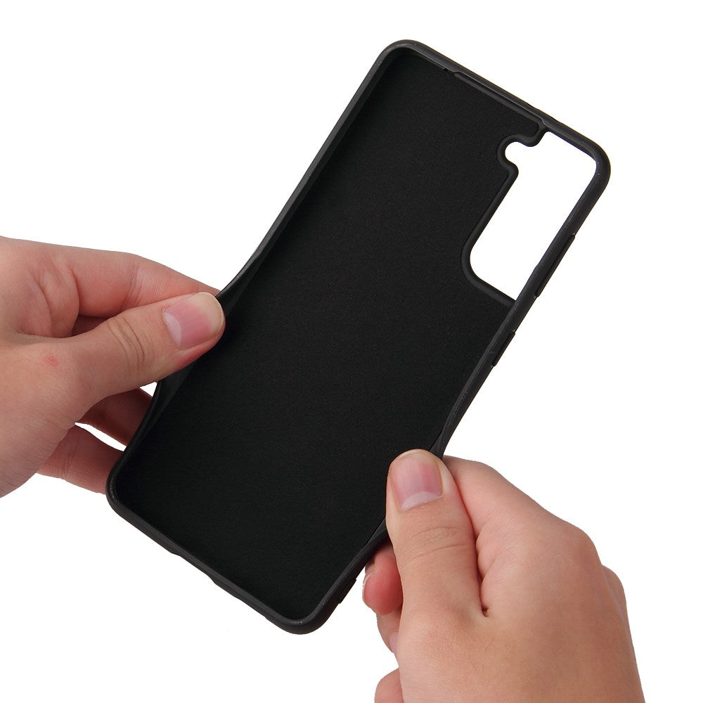 Phone Cover Shell Coated with PU Leather + Ring-Shape Kickstand Design for Samsung Galaxy S21 Plus 5G